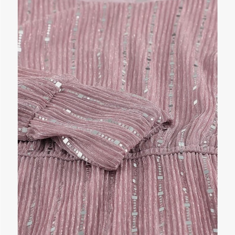 Pink Sparkly Sequin Long Sleeve Party Dress Size M Cocktail Wedding Guest - Picture 4 of 7